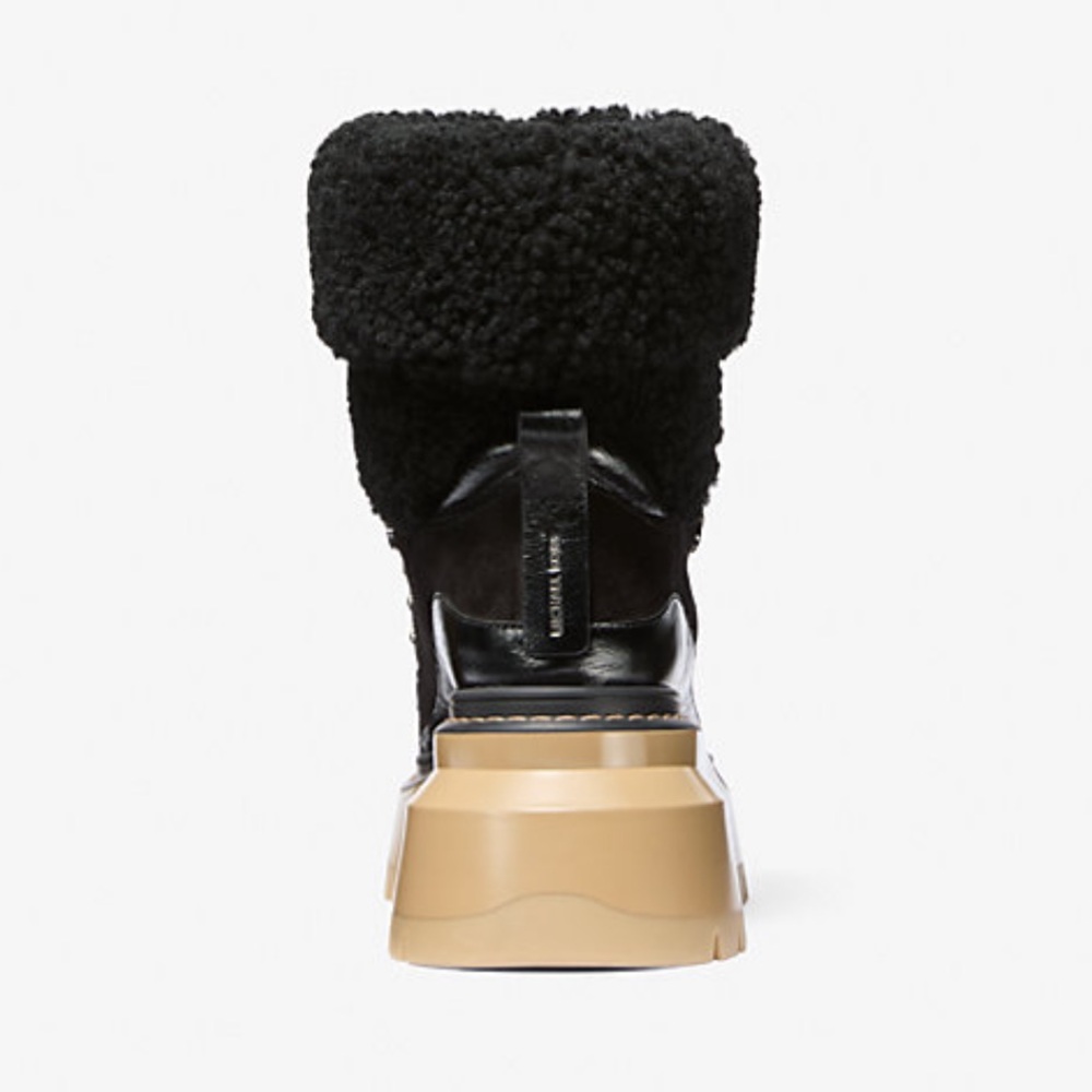 Michael Kors Black Shiloh Mixed-Media Boot - size 8 - Picture 2 of 7